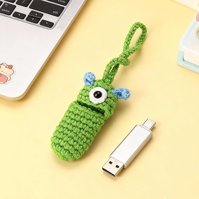 Angyape Cute Lip Balm Holder Keychain Lipstick Chapstick Holder Keychain Crochetr Pig Bag Charms Purse Charms Gifts for Women