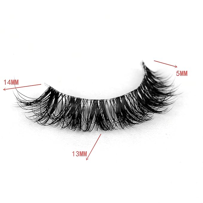 Pooplunch False Eyelashes Natural Clear-Band Cat Eye Look Extensions Volume Cluster Lash Wispy Short Fake Eyelashes Faux Mink Strip Lashes 7 Pairs Pack