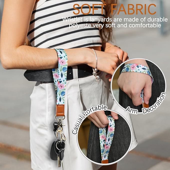 Cool Leopard Wristlet Keychain, Wrist Lanyard Key Chain For Women Men Car Keys Id Holder Card Phone Wallet Camera