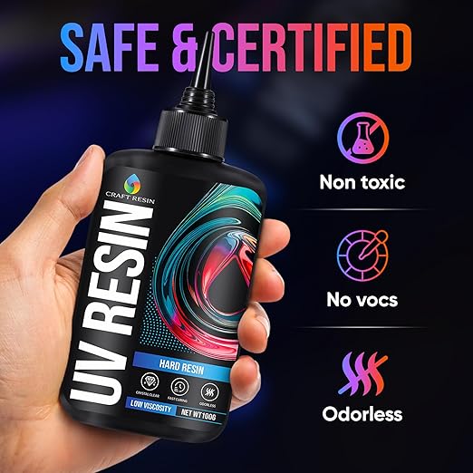 CRAFT RESIN 500g UV Resin Kit Hard Type Low Viscosity – Crystal Clear and No-Yellowing UV Resin Glue for DIY, Jewelry Making, Molds Casting and Polymer Clay Projects - Fast Cure Under UV Light