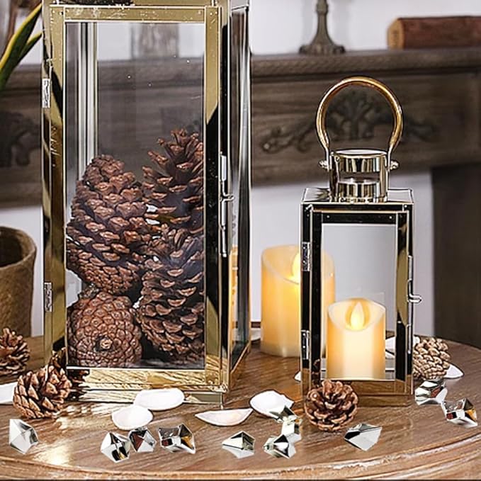 HappyFiller Christmas Decorations Home Accents,Silver Fake Ice Rocks Cubes Acrylic Gems Treasure Gemstones for Vase Fillers,Wedding Centerpieces Table Scatters,DIY Resin Arts Crafts,13 OZ