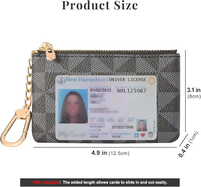 Leather Coin Purse for Women with KeyChain Small Zipper Change Purse coin Pouch Card Holder Wallet Clutch for Women & Men (Black)