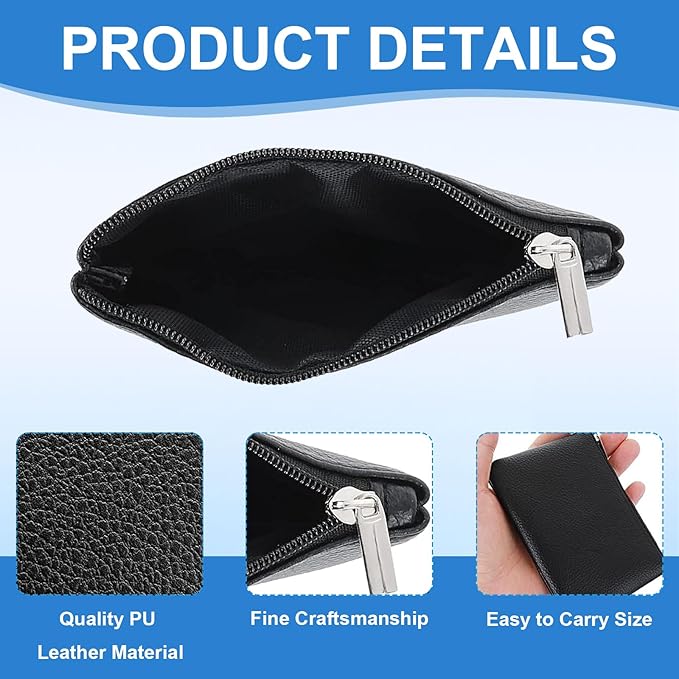 4 Pack Leather Zipper Coin Purse, Portable PU Leather Coin Purse,Mini Coin Pocket Pouch Change Holder, Coin Pouch with Zipper for Men Women Headset Credit Card ID Key Lipstick(4 color)