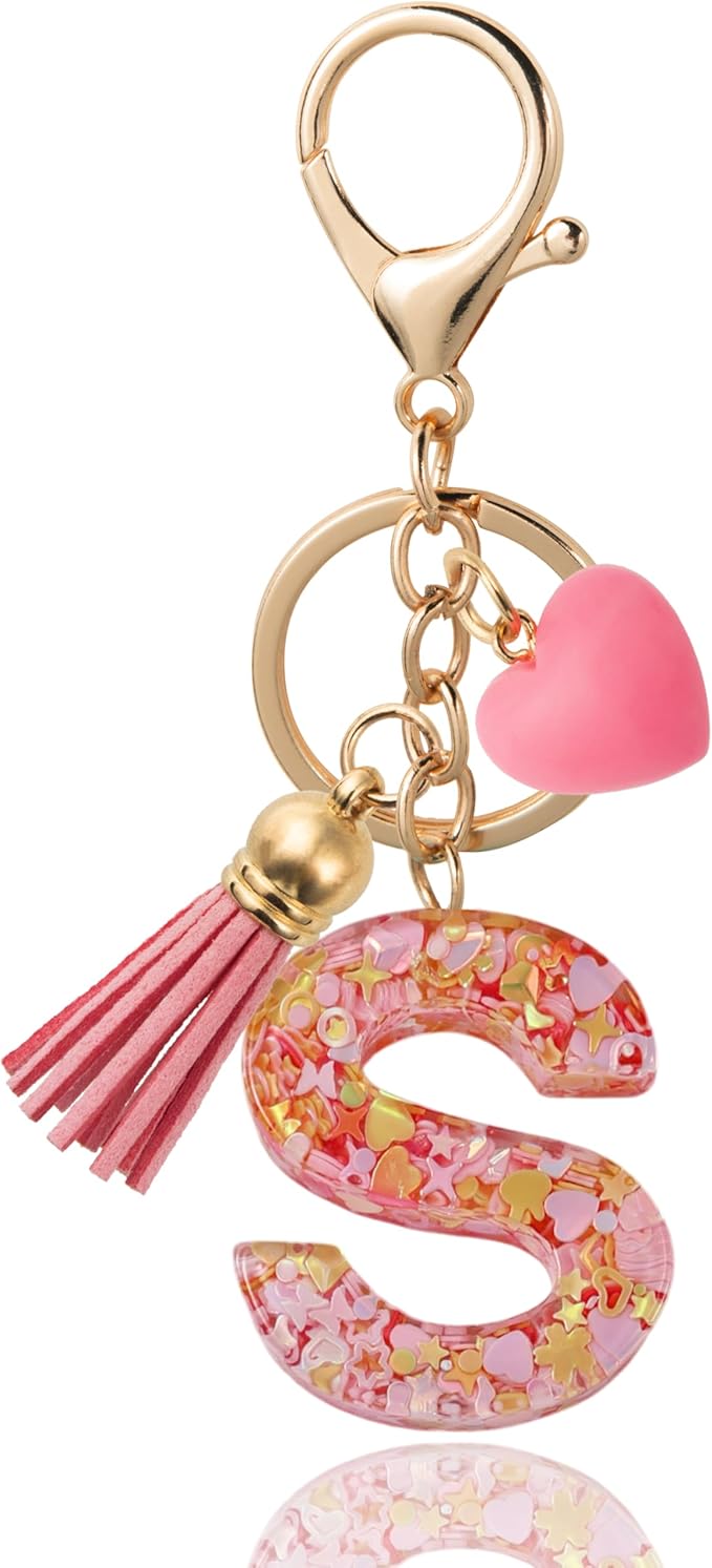 Alphabet Initial Letter Keychain Cute Heart Resin - Letter Keychain for Backpack Charms - Initial Keychains for Women
