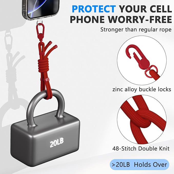 4 Pack Phone Lanyard & Wrist Strap, Cell Phone Lanyard for Around The Neck Adjustable Phone Strap for Most Smartphones