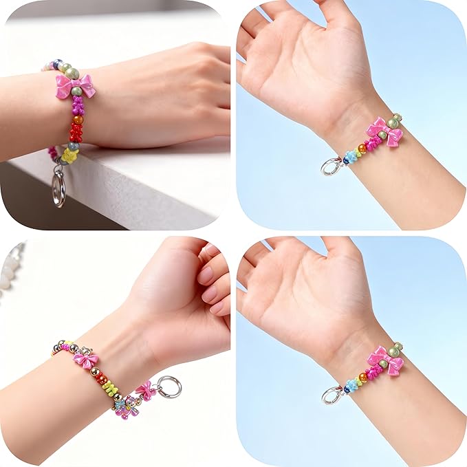 nikkiGuo 200 PCS Acrylic Bear Beads Jewelry Making Kit – 24 Colors in 4 Styles: Candy Color, Transparent, Opaque & Glow in The Dark Beads with Wire, Clasps for DIY Bracelets, Necklaces, Keychains