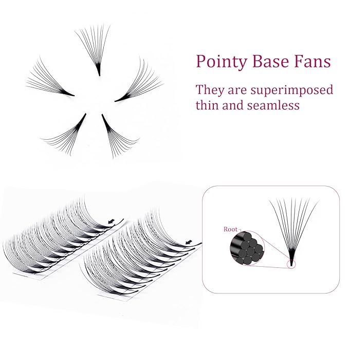 FADLASH Premade Fans Pointed Base 10D Premade Volume Eyelash Extensions Middle Stem Pre Fanned Lash Extensions Easy Application C/D Curl Eyelash Extension (10D-0.07-D, 12mm)