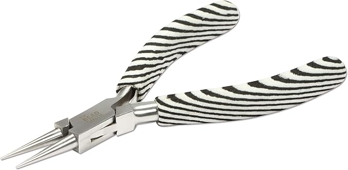 The Beadsmith Round Nose Pliers – Zebra Print Line – 5 inches (127 mm) – Comfortable Handle with Double Leaf Springs – Jewelry Making Tool for Creating Bracelets, Earrings and Necklaces