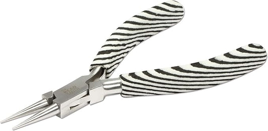 The Beadsmith Round Nose Pliers – Zebra Print Line – 5 inches (127 mm) – Comfortable Handle with Double Leaf Springs – Jewelry Making Tool for Creating Bracelets, Earrings and Necklaces