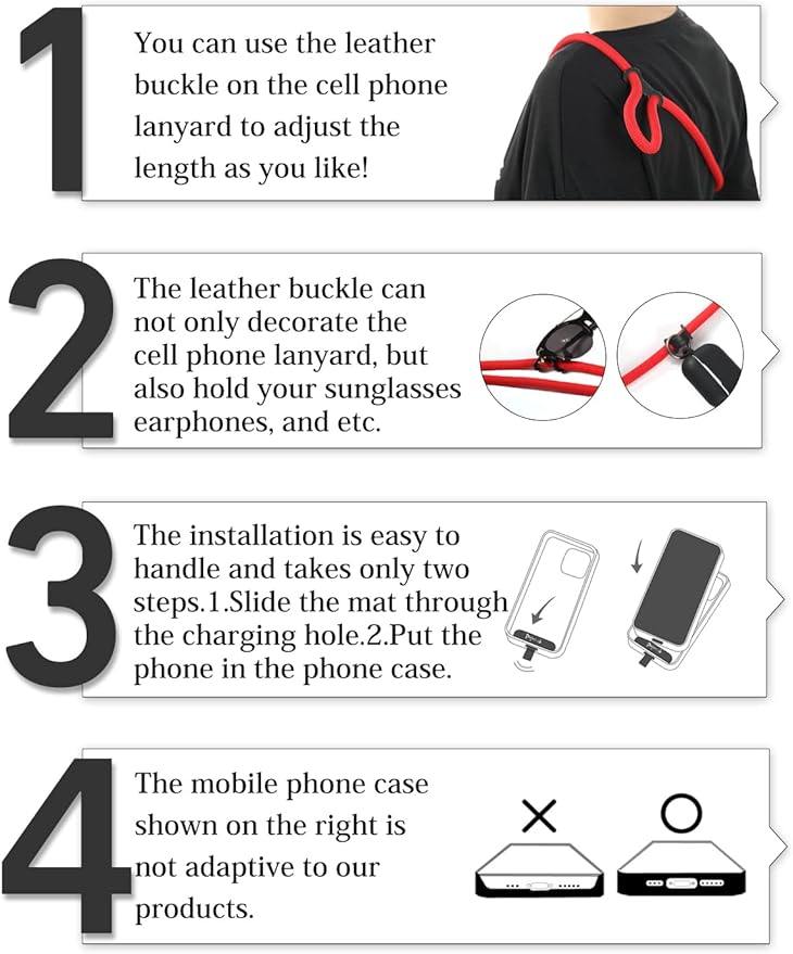 project-cb Cell Phone Lanyard ×1, Tether Tab ×2, Universal Adjustable Phone Strap, Crossbody, Neck Phone Lanyard, Rope Strap