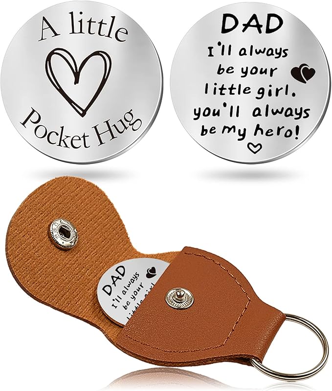 OUMILAN Pocket Hug Token Gifts for Men Boyfriend Girlfriend Inspirational Gift for Son Daughter Brother with Leather Keychain