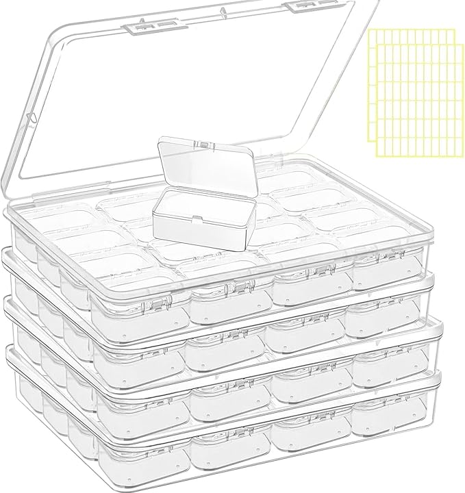 68pcs Bead Storage Containers, Bead Organizer Boxes And Craft Storage Boxes For Bracelet Making DIY Jewelry Craft Nails, Bracelets, Jewelry, Diamonds, Clay Beads, (4 Pack 1.93x1.65x0.95inch)