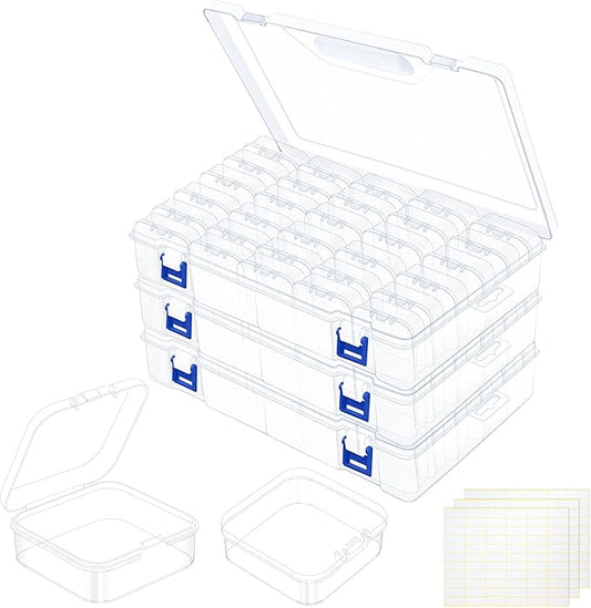 138 PCS Bead Organizer Box, Plastic Bead Storage Containers, Clear Beads Case Storage Organizer for Jewelry Making Small Craft Diamond Art Accessories