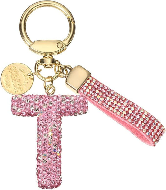 PATIKIL Initial Letter Keychain, Cute Sparkly Rhinestone Key Chain Alphabet Charm for Car Keys Handbags Purse
