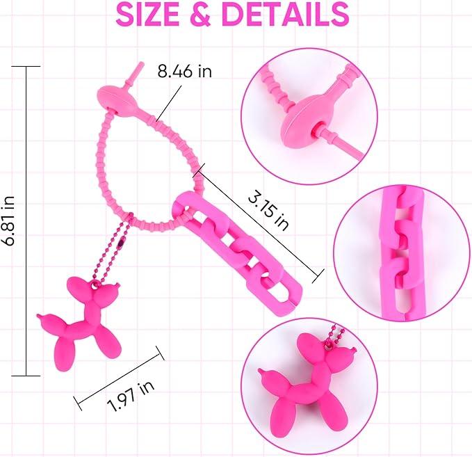 Cute Balloon Dog Keychain, Purse Bag Backpack Charms Girl Keychains Accessories Keyrings Car Key Chain