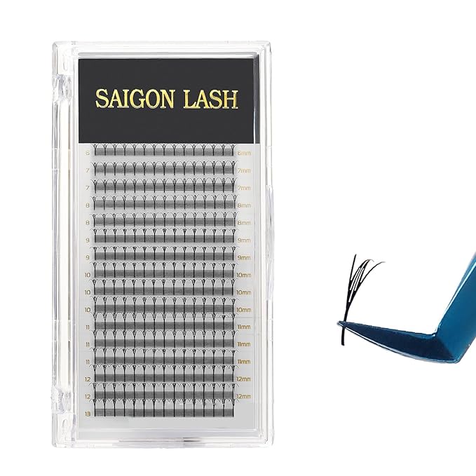 SAIGON LASH Anime Lash Kits Promade Fans –3D & 12D Wispy Volume Lashes, CC Curl 0.07, Mixed Length 6–13mm, Loose Handmade Extensions for Lash Artists (Black-C-0.05-6 - 13mm)