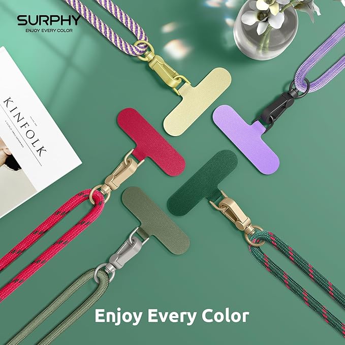 SURPHY Phone Lanyard Crossbody, Adjustable Cell Phone Lanyard with 2 Pack Phone Tether Tab, Two-Color Braided Phone Strap (Christmas Red)