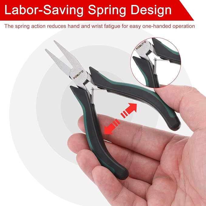 HARFINGTON Flat Nose Pliers 5" Jewelry Pliers Precision Fine Nose Pliers for Jewelry Making Hand Tools Beading Hobby Work Craft