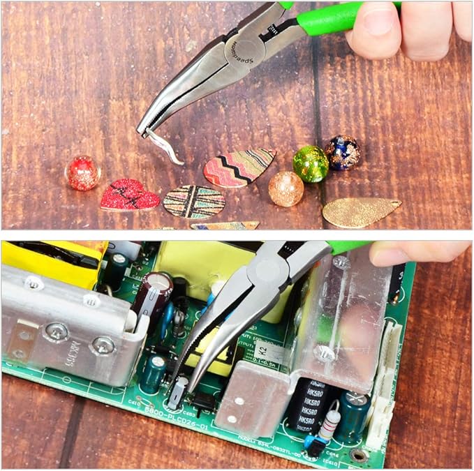 SPEEDWOX Mini Bent Nose Pliers for Jewelry Making 4-1/2 Inches 45 Degree Curved Serrated Jaws Small Thin Needle Nose Micro Chain Nose Pliers Precision Fine Pliers Professional Beading Tool Hobby Craft