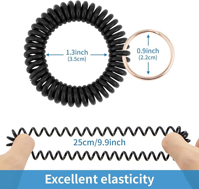Spiral Keychain Stretchy Wrist Coil Bracelet Key Chain Waterproof Wristlet Key Holder for Pool, Sauna, Sports, Gym