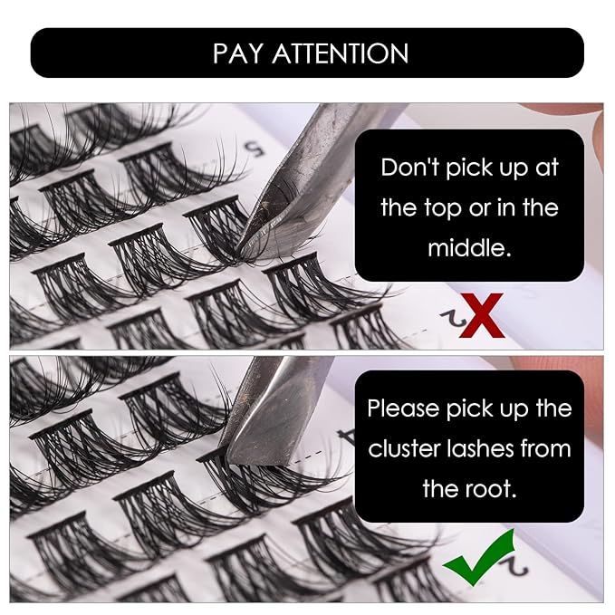 Cluster Lashes 72 Individual Lashes Clusters Eyelash Extensions False Eyelashes DIY Lash Extension Kit Reusable False Eyelashes Natural Look Mix 10-16mm-DM06