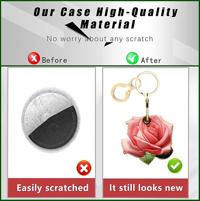 Leather Keychain Holder Case Compatible with AirTag,Cute Protective Apple Air Tag Cover with Keychain Ring,Anti-Scratch Finder GPS Tracker Case for Wallet Keys,Bag,Pets(Figure 6)