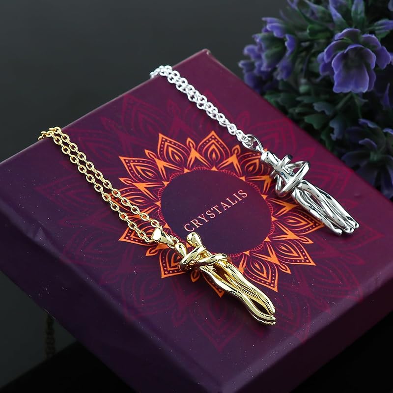 Eternal Hug, Cuddling Couple, Hug Me Couples, Lovers Charm Pendant Necklace, Anniversary, Birthday Women Jewelry, Hypoallergenic Combo Chain 18 inch, Ready to Gift (Pack of 2)