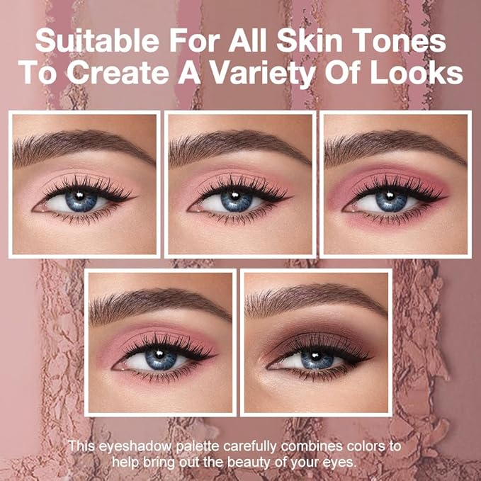 5 Color Eye Shadow Palette Makeup, Nude Coffee Pink Brown Dark Brown, Velvety Matte Finish, Highly Pigmented Make up Eyeshadow Palette, Long Lasting Waterproof, Neutral Daily Eye Makeup 04#