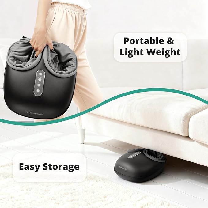 Medcursor Foot Massager Machine with Heat, Feet Massage Delivers Relief for Tired Muscles & Plantar, Deep Kneading Therapy, Multi-Level Settings for Home, Office Use, Size up to 13"