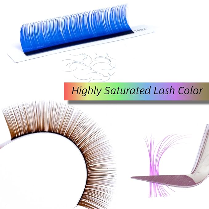 TDANCE Colored Lash Extensions Classic Lash Extensions Brown Blue Red Purple Pink Green Yellow Mixed Colored Tray 0.07mm C/D Curl Premium Silk Individual Lashes Salon Use(Mixed Color,D-0.07,12mm)