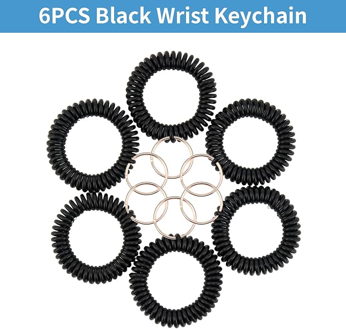 Spiral Keychain Stretchy Wrist Coil Bracelet Key Chain Waterproof Wristlet Key Holder for Pool, Sauna, Sports, Gym