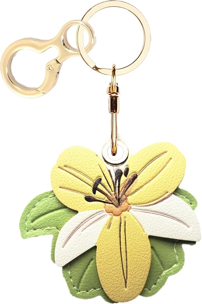 Leather Keychain Holder Case Compatible with AirTag,Cute Protective Cover with Keyring,Anti-Scratch Finder GPS Tracker Case for Wallet Keys,Bag,Pets(Flower B)