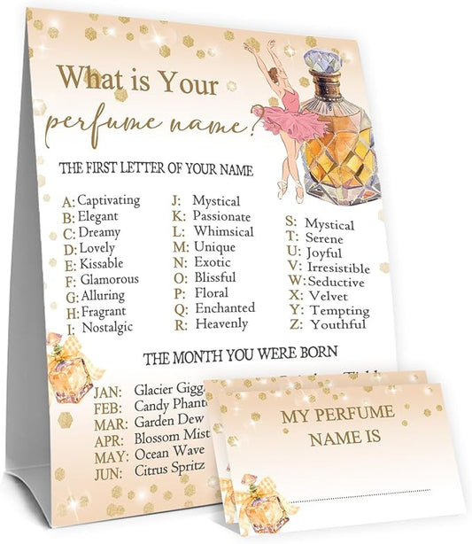 Spa Party Decorations, Perfumes Theme Birthday Party Decoration, Perfume Birthday Activity Sign for Boys Girls,Kids Activity Cards, What's Your Perfume Name Game