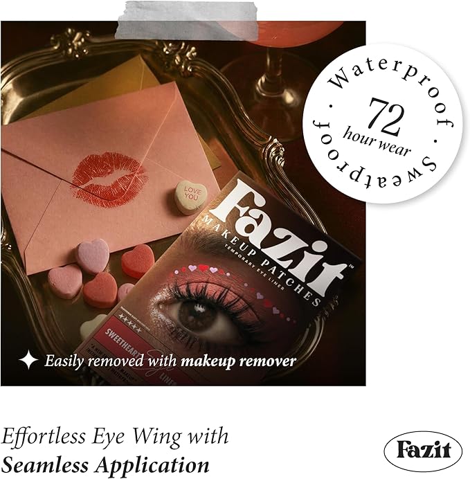 Fazit Makeup Patches - Sweetheart Wing Eyes - Glow Up Make-Up Patches - Cute Glitter Makeup Accessories for Women - Cosmetic Glitter for Face