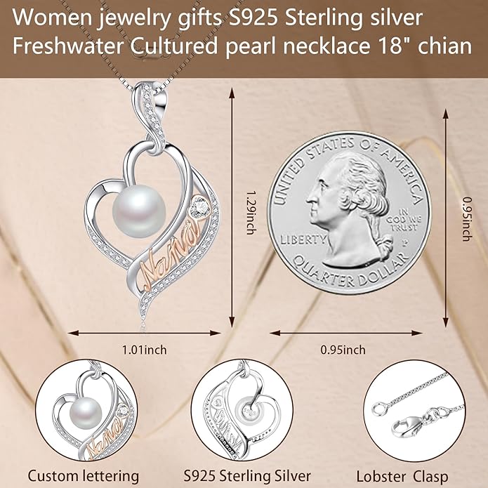 LEIDANY Mothers Day Gifts for Mom -Grandma Mom from Daughter Son, Gifts for Wife Nana Mother Birthday-Christmas Day for Women Her Jewelry Gift, Pearl Necklaces