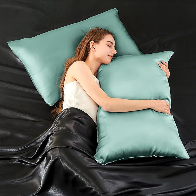 INFIIXSO Mulberry Silk Pillow Cases King Size Set of 2, Silk Pillowcase with Hidden Zipper 20"x36", Extraordinary Smooth and Soft Pillow Case for Hair and Skin(ICY Morn, 2 Pack)