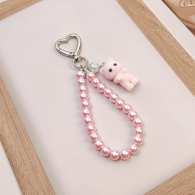 Cute Pink Keychain,Fuzzy Cat Keychain Aesthetic Y2K KeychainStylish KeychainsAccessories