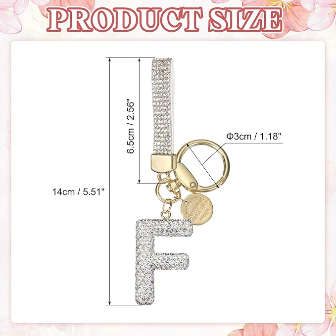 PATIKIL Initial Letter Keychain, Cute Sparkly Rhinestone Key Chain Alphabet Charm for Car Keys Handbags Purse