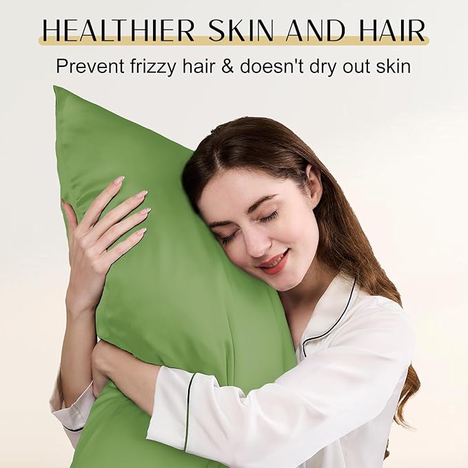 ZIMASILK Upgraded 100% Pure Mulberry Silk Pillowcase for Hair and Skin Silk Pillow Cases with Reinforced Hidden Zipper, More Soft & Durable Grade 6A Silk, Gift Box 1Pc (King 20"x36", Grass Green)