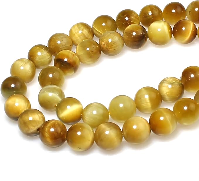 MJDCB Natural Stone Beads 4mm 85pcs Round Golden Tiger's Eye Loose Gemstone Bead Charms for Jewelry Making Bracelet Necklace Earring Pendant
