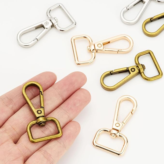 9 Pcs D Ring Swivel Lobster Claw Clasp Push Gate Snap Hooks Trigger Clips for DIY Crafts Keychain Purse Handbag Making,3/4 Inch Silver