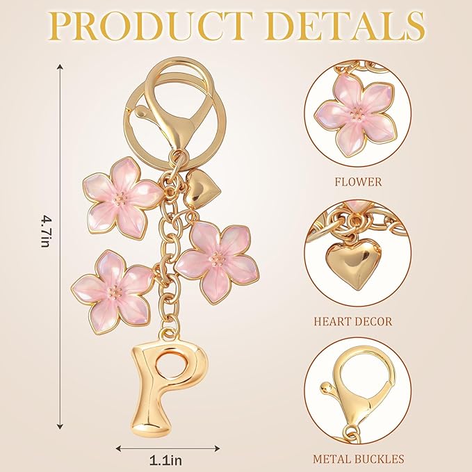 Snycler Bubble Initial Keychain Graceful Flower for bags car remote–A-Z Letter Charms for Women