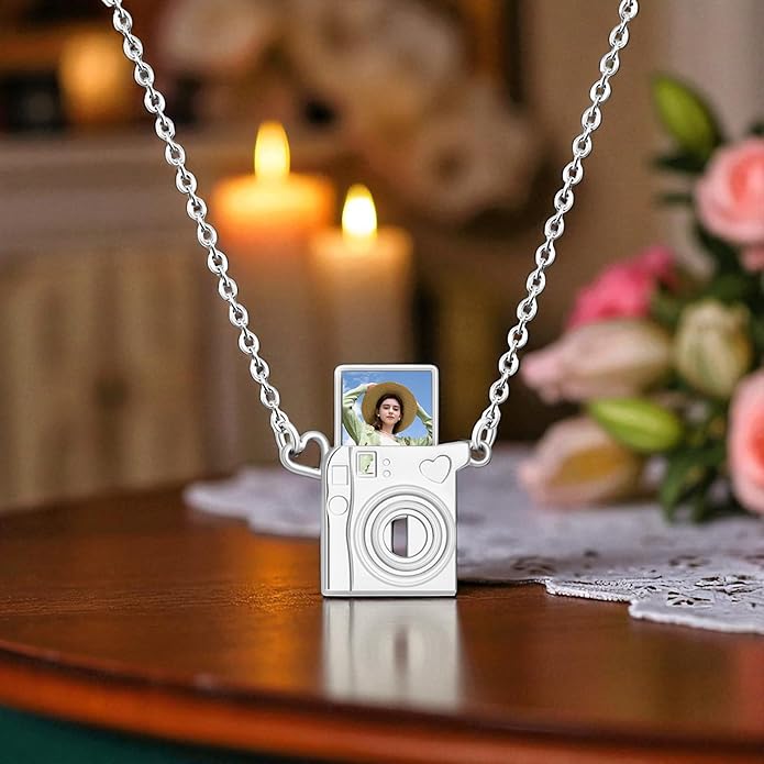 Personalized Stylish Mini Camera Necklace, Custom Picture Locket Pendant Necklace,Memorial Jewelry Gift for Photography Lovers