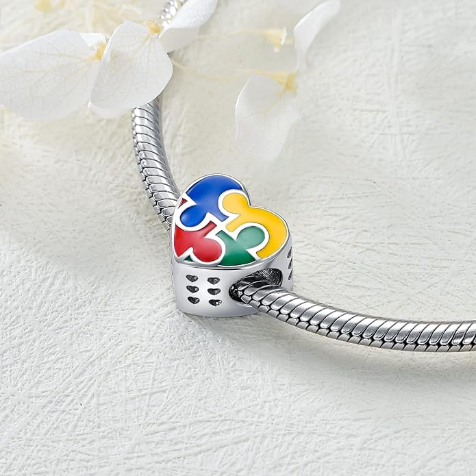 LONAGO 925 Sterling Silver Personalized Photo Charm Fit Compatible for Bracelet Necklace Customized Heart Round Shape Picture Bead