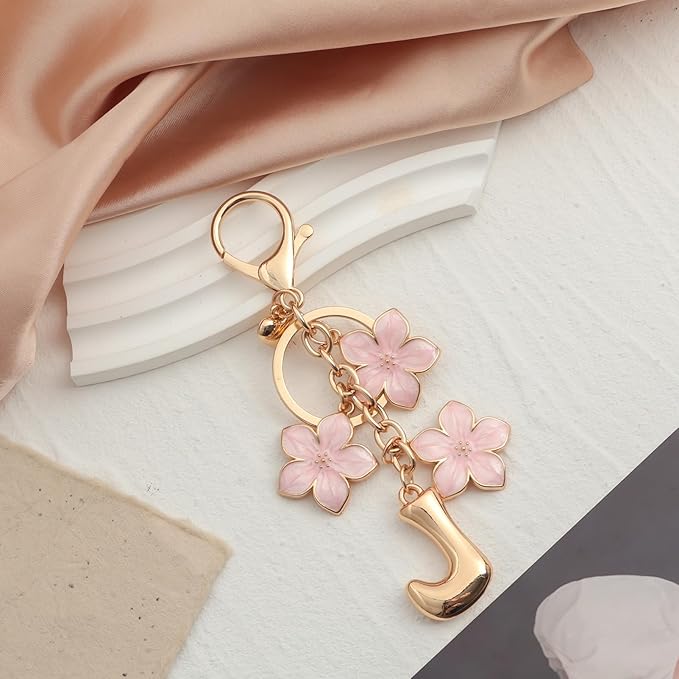 Snycler Bubble Initial Keychain Graceful Flower for bags car remote–A-Z Letter Charms for Women