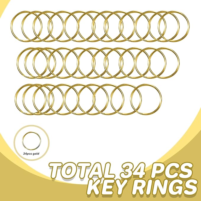 Keychain, 68PCS Swivel Snap Hooks with Key Rings, Metal Lobster Claw Clasp,34PCS Keychains Clips Hooks and 34PCS Key Chain Rings,Keychain Rings for DIY Crafts,Jewelry Making (Gold)