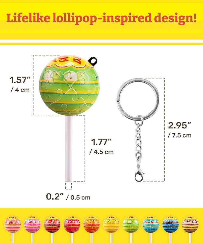 PieceRelax Chupa Chups X 3D Puzzle Keychain 24 Plastic Pieces - Chups My Flavor - Portable Key Ring Unique Gifts