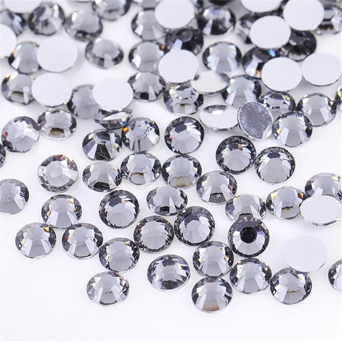 3000 Pieces SS6 2mm Flatback Rhinestones Clear Glass Round Gems Crystals for Nail Art DIY Crafts Clothes Shoes Bags （Light Grey）