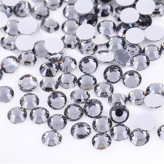 3000 Pieces SS6 2mm Flatback Rhinestones Clear Glass Round Gems Crystals for Nail Art DIY Crafts Clothes Shoes Bags （Light Grey）