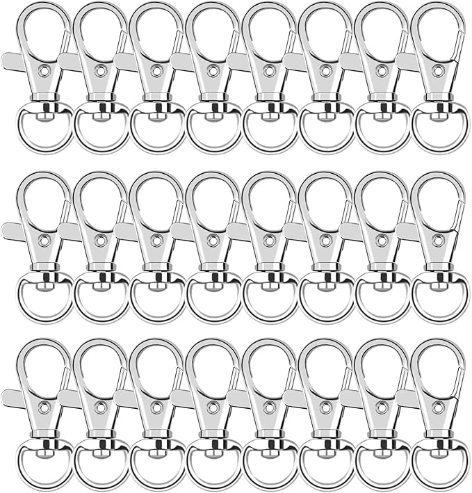 AUGSUN Metal Swivel Clasps Lanyard Snap Hook - 120pcs Lobster Claw Clasp for Keychain Crafts (Silver)
